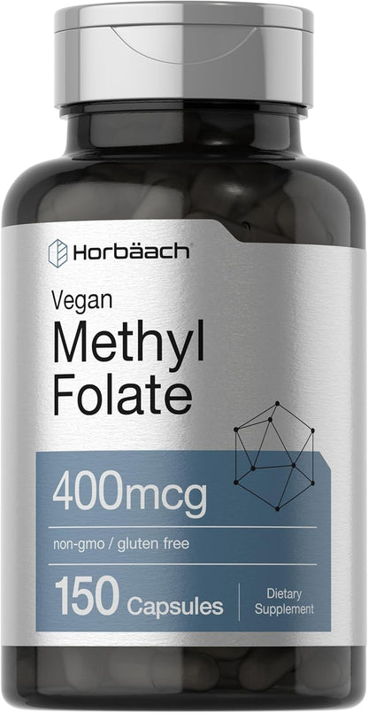 Horbäach Metilfolato 400 mcg | 150 Cápsulas – El folato contribuye al crecimiento de los tejidos maternos durante – Image 1