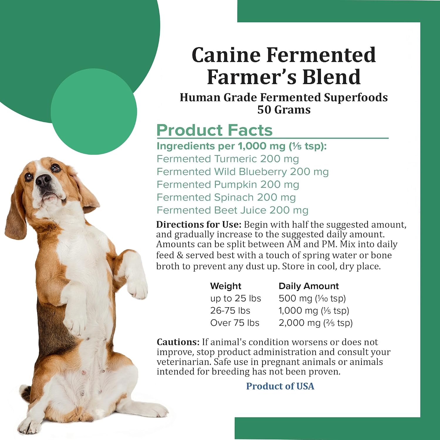 Holistic Bin Canine Fermented Farmer's Blend - Mezcla Fermentada de Calabaza, Espinacas y Vegetales (50g)