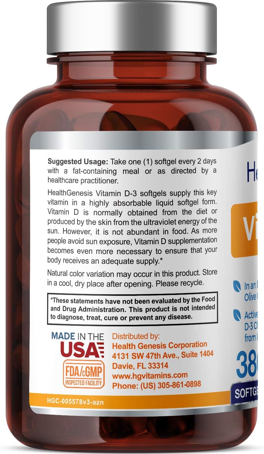 Vitamina D3 10000 UI 380 Cápsulas Blandas – Alta Potencia con Aceite de Oliva Virgen Extra