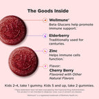 OLLY Kids Immunity Gummy - Immune Support with Wellmune, Elderberry, Vitamin C & Zinc - 50 Cherry Flavor Gummies