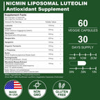 NICMIN 1000 mg Luteolina Liposomal, Máxima Absorción, 120 Cápsulas