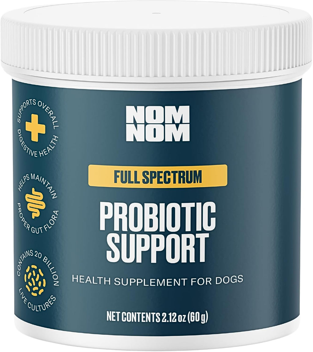Nom Nom Probiótico Digestivo para Perros con Prebióticos y Saccharomyces boulardii - Polvo para la Salud Gastrointestinal