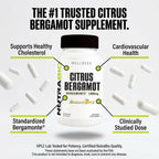 NutraBio Extracto de Bergamota Cítrica Bergamonte® 1000mg, 90 Cápsulas