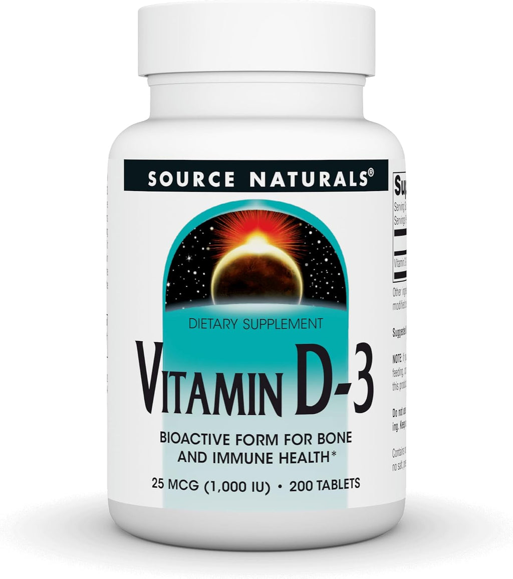 Source Naturals Vitamina D-3 1000 UI (25 mcg) - 200 Comprimidos