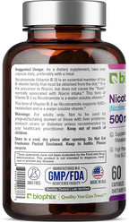 biophix B-3 Nicotinamida 500 mg 60 Cápsulas - Nicotinamida Pura Sin Enrojecimiento - Apoyo a la Salud de la Piel y Energía