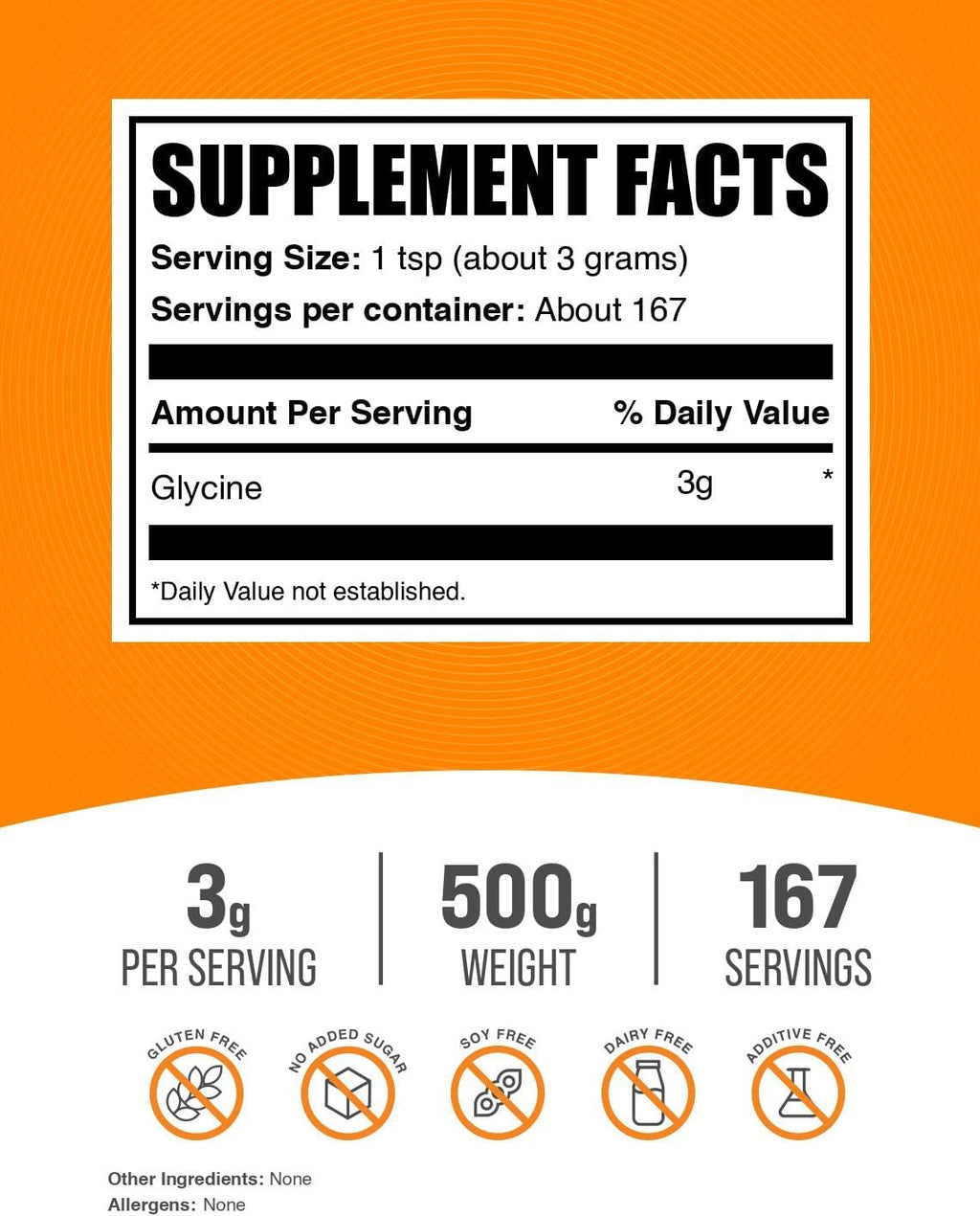 Pure Glycine Powder - 500g (1.1 lbs) - Unflavored and Gluten-Free