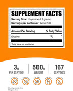 Pure Glycine Powder - 500g (1.1 lbs) - Unflavored and Gluten-Free