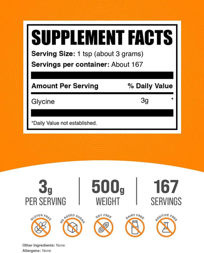 Polvo de Glicina Pura - 500g (1.1 lbs) - Sin – Sin gluten: Certificado libre de gluten, apto para personas con – Image 2