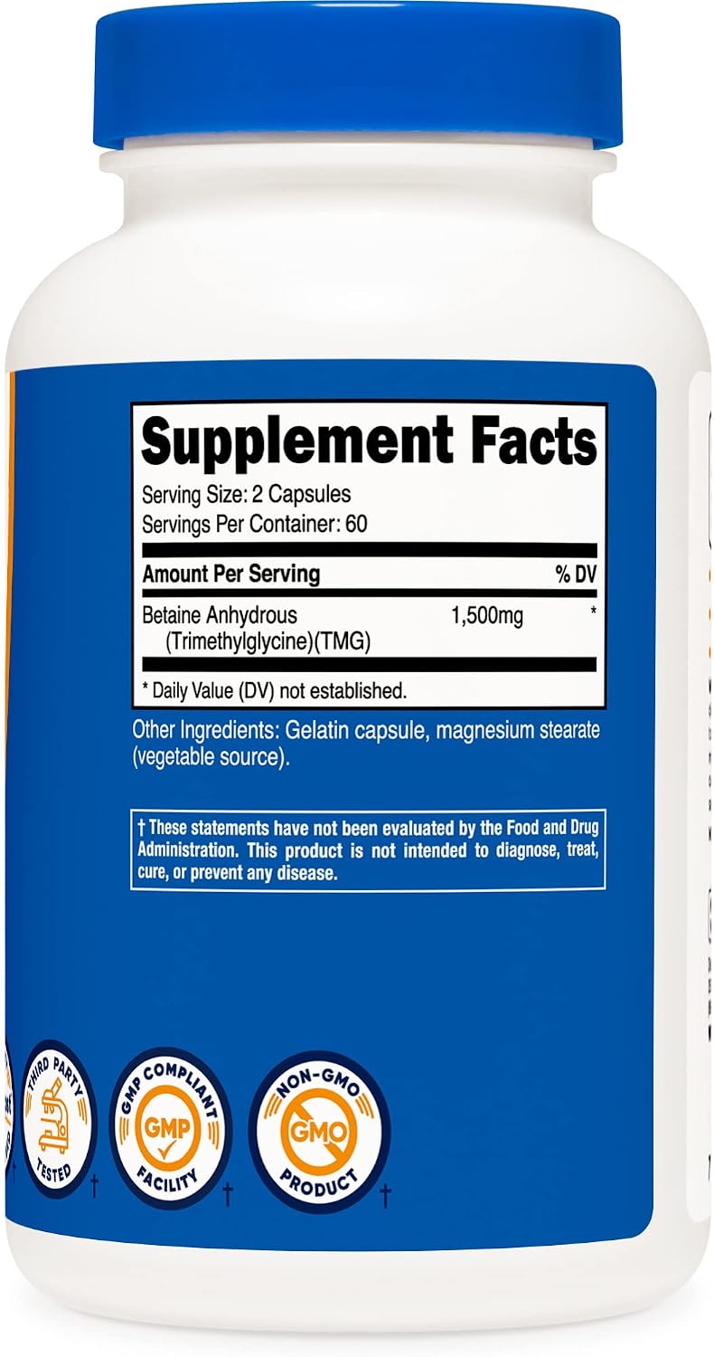 Nutricost Betaína Anhidra 1500mg, 240 Cápsulas
