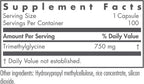 NutriCology TMG Trimetilglicina - 750 mg - 100 Cápsulas Vegetarianas