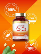 Carlyle Vitamina K2 D3 | 300 Cápsulas Blandas | 200 mcg K2 MK7 y 10,000 UI D3 | Sin Gluten, No-GMO