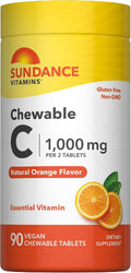 Sundance Vitamina C 1000 mg Masticable – 90 Comprimidos Sabor Naranja Natural – Vegano, No Transgénico, Sin Gluten