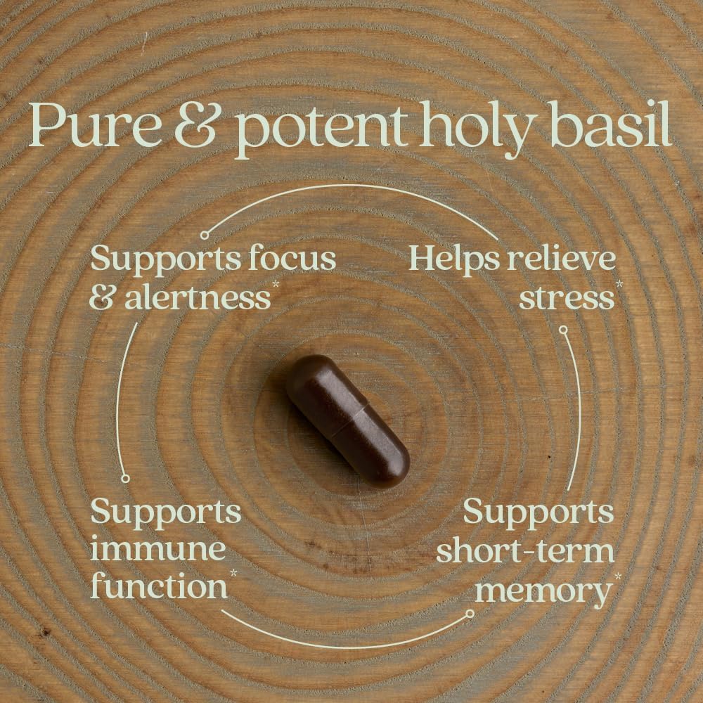 New Chapter Holy Basil Force - Albahaca Santa para el Estrés y Apoyo Inmunológico, 30 Cápsulas Vegetarianas
