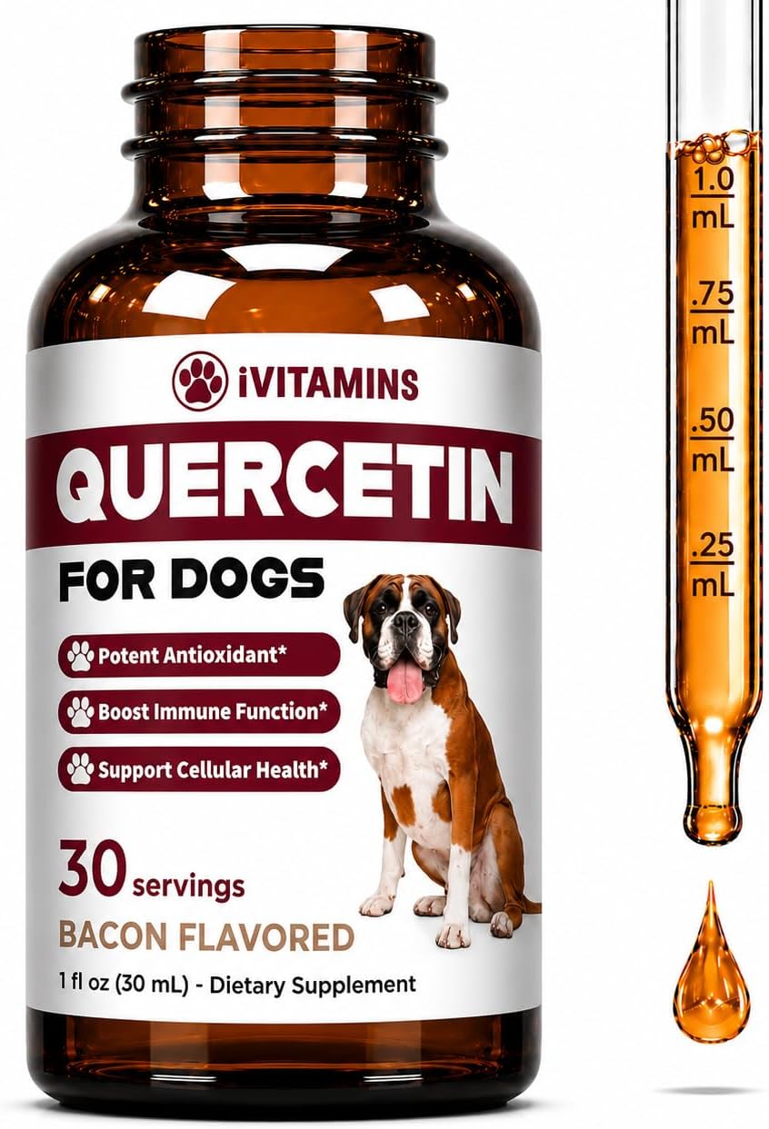 Quercetina para Perros - Suplemento Líquido para Alergias - Apoyo Inmunológico - Sabor Bacon - 30ml