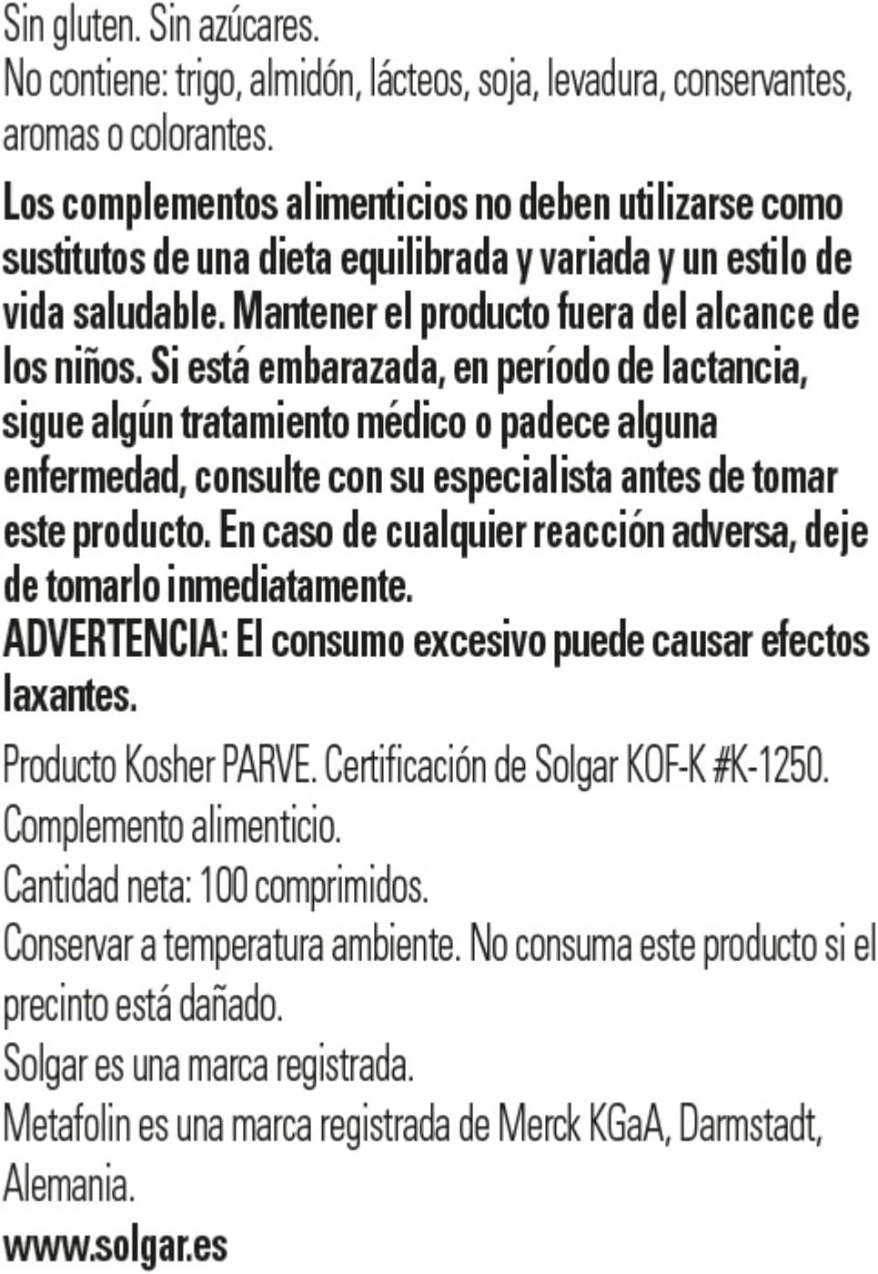Solgar Folato 666 mcg DFE (Metafolin 400 mcg) - 100 Comprimidos