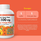 Natural Factors, Vitamina C 500 mg, Masticable para Niños, Apoya Huesos y Dientes Saludables, Sabor Naranja, Vegano, Sin Gluten, 90 obleas
