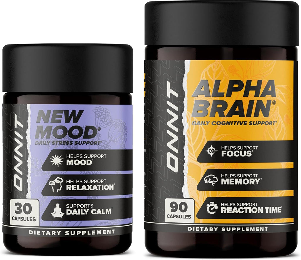 ONNIT Pack Cognitivo y Ánimo: Alpha Brain (90 cápsulas) + New Mood (30 cápsulas)