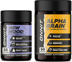 ONNIT Pack Cognitivo y Ánimo: Alpha Brain (90 cápsulas) + New Mood (30 cápsulas)