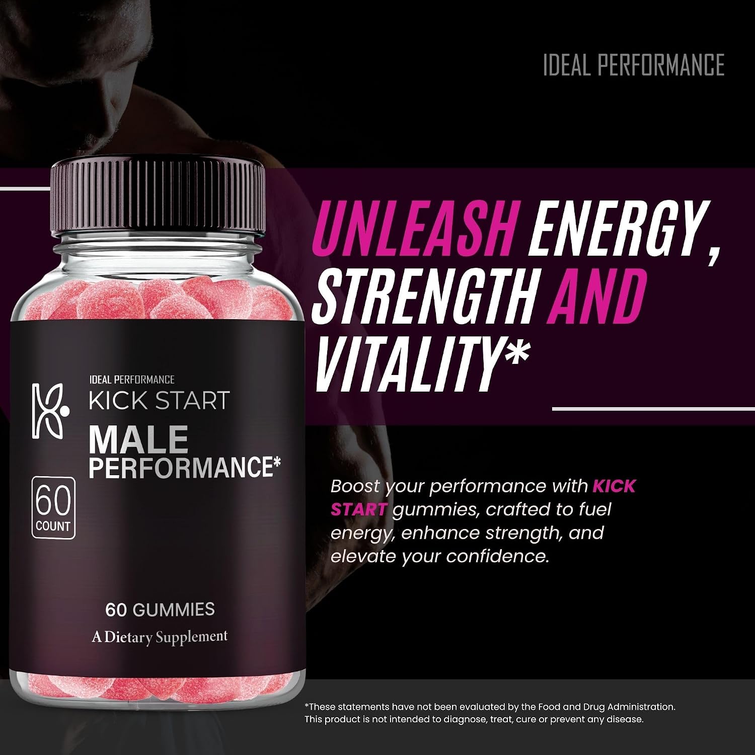Kickstart Gummies, Gomitas Multivitamínicas para Hombre - Máximo Rendimiento, 5 Paquetes