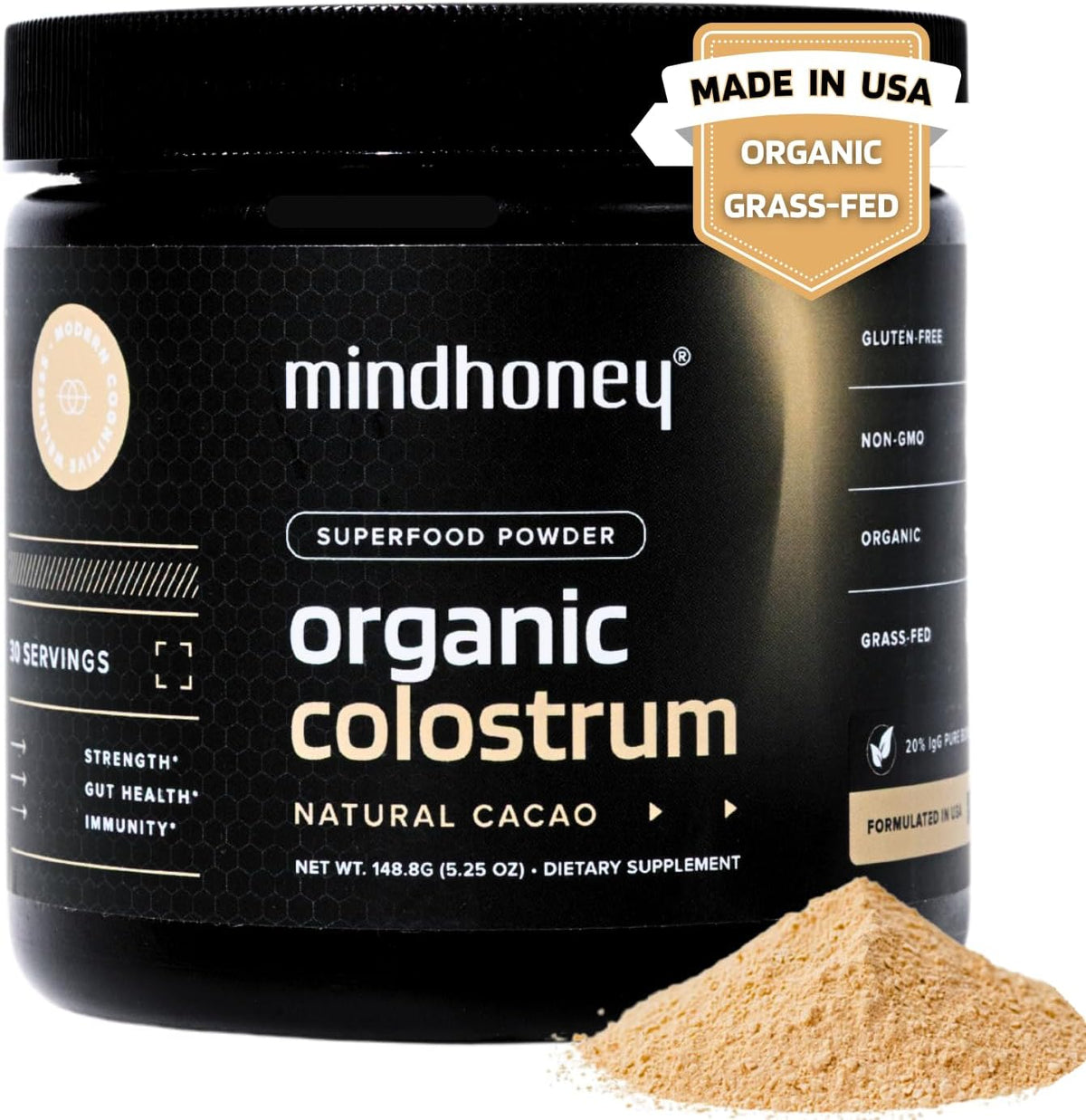 MINDHONEY Organic Colostrum | Premium Cacao – Apoyo digestivo: El calostro puede ayudar a mantener la integridad – Image 1