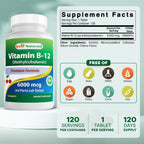 Best Naturals Vitamina B12 6000 mcg - 120 Comprimidos