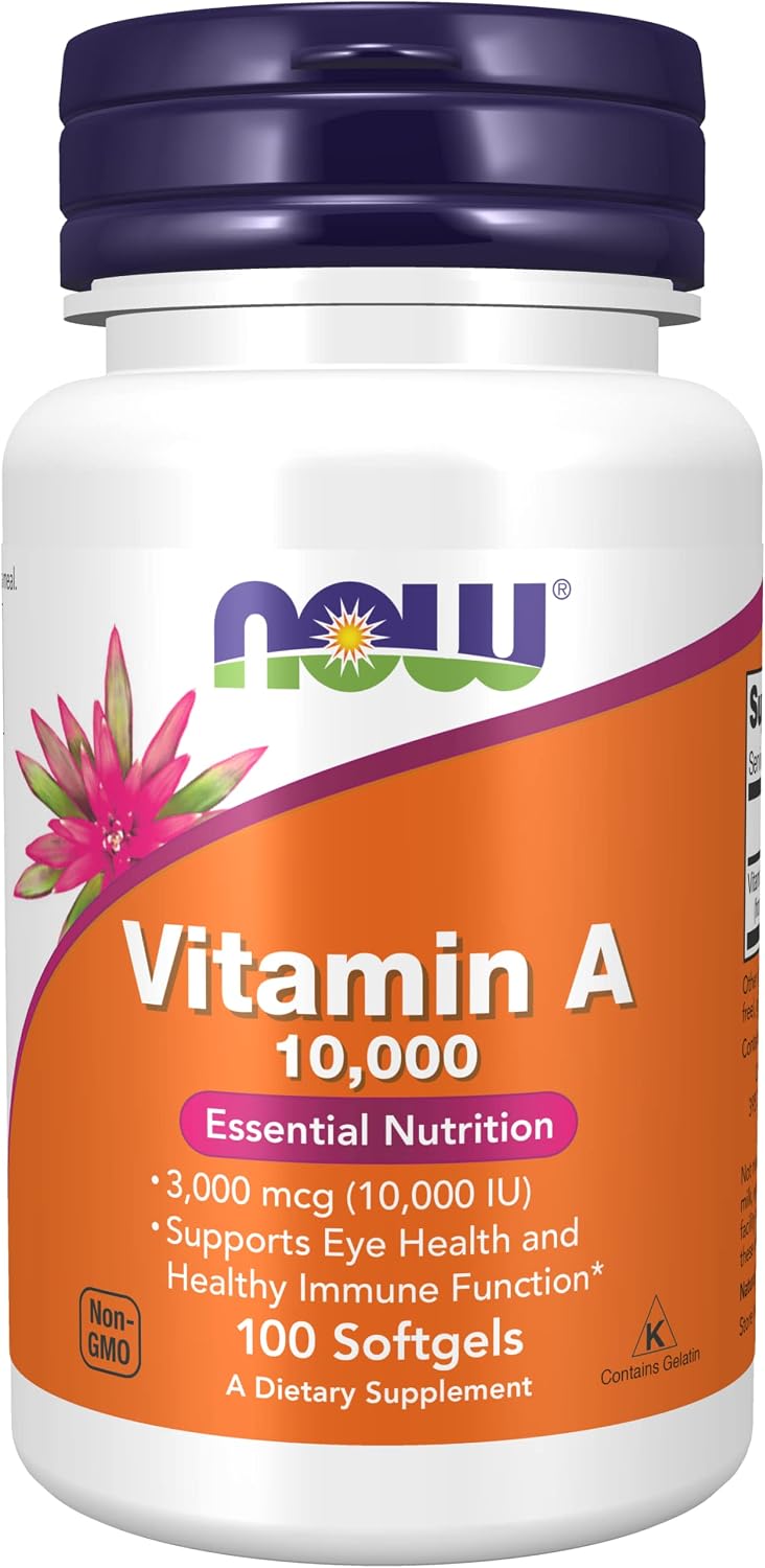 NOW Foods Vitamina A 10000 UI, 100 Cápsulas Blandas (Pack de 3)