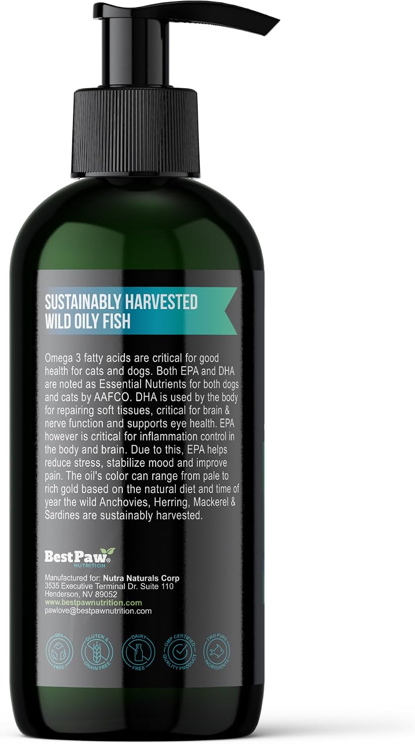 Aceite de Pescado para Perros - Omega 3 Salvaje con Dosificador - 236 ml