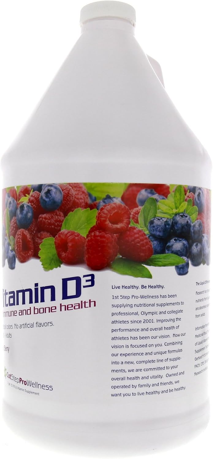 1st Step for Energy Vitamina D3 Líquida Sabor Frutos Rojos Mixtos, 1 Galón (3.78 L)