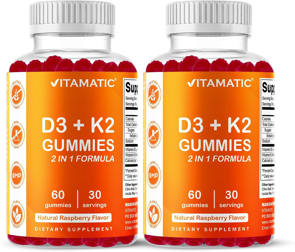 Vitamatic Vitamina D3 & K2 Gominolas (2 Pack, 60 unidades)