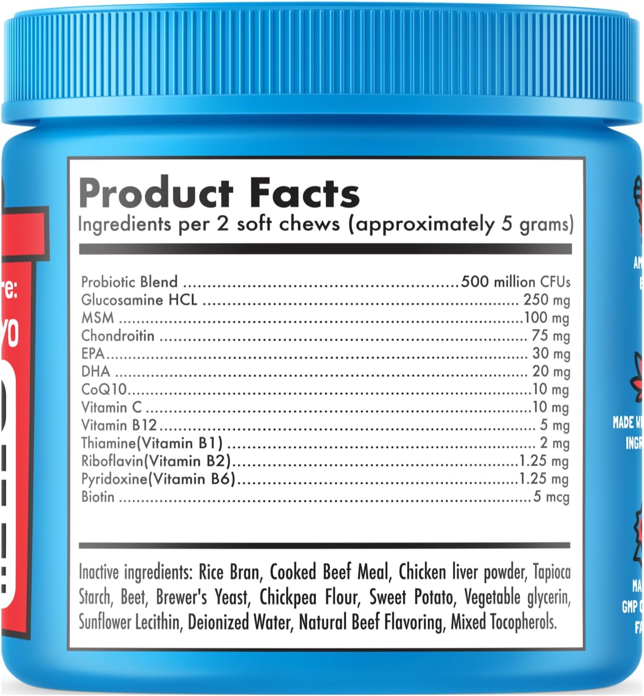 LEGITPET Multivitaminas para Perros - 30 Masticables con Glucosamina, Condroitina, Probióticos y Omega-3