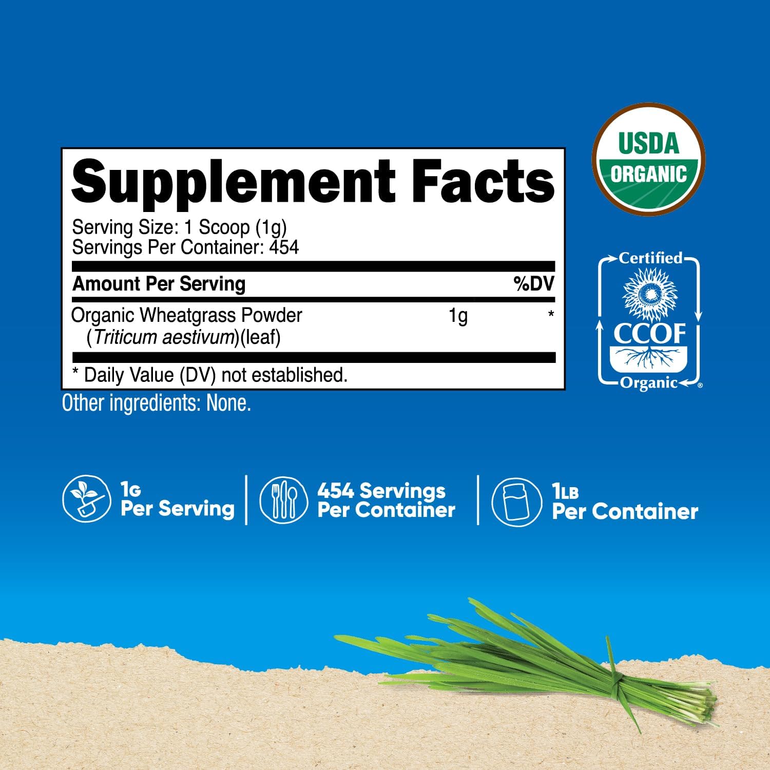 Nutricost Polvo de Hierba de Trigo Orgánica - 454 g (1 lb) - Superalimento No Transgénico