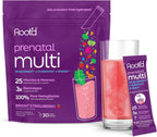 Root'd Vitaminas Prenatales en Polvo - 25 Vitaminas y Minerales con Electrolitos, Folato, Hierro, D3, Superalimentos y Probióticos - 30 Sobres