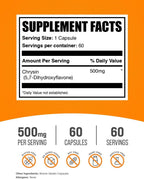 BulkSupplements.com Cápsulas de Chrysin - 500 mg por Cápsula, 60 Cápsulas