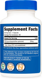 Nutricost PQQ (Pirroloquinolina Quinona) 20mg, 60 Cápsulas Vegetales