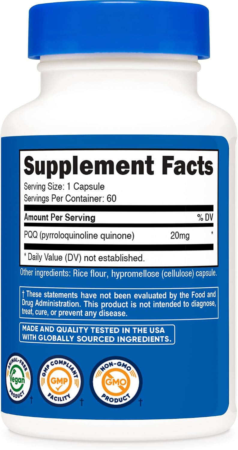 Nutricost PQQ (Pirroloquinolina Quinona) 20mg, 60 Cápsulas Vegetales