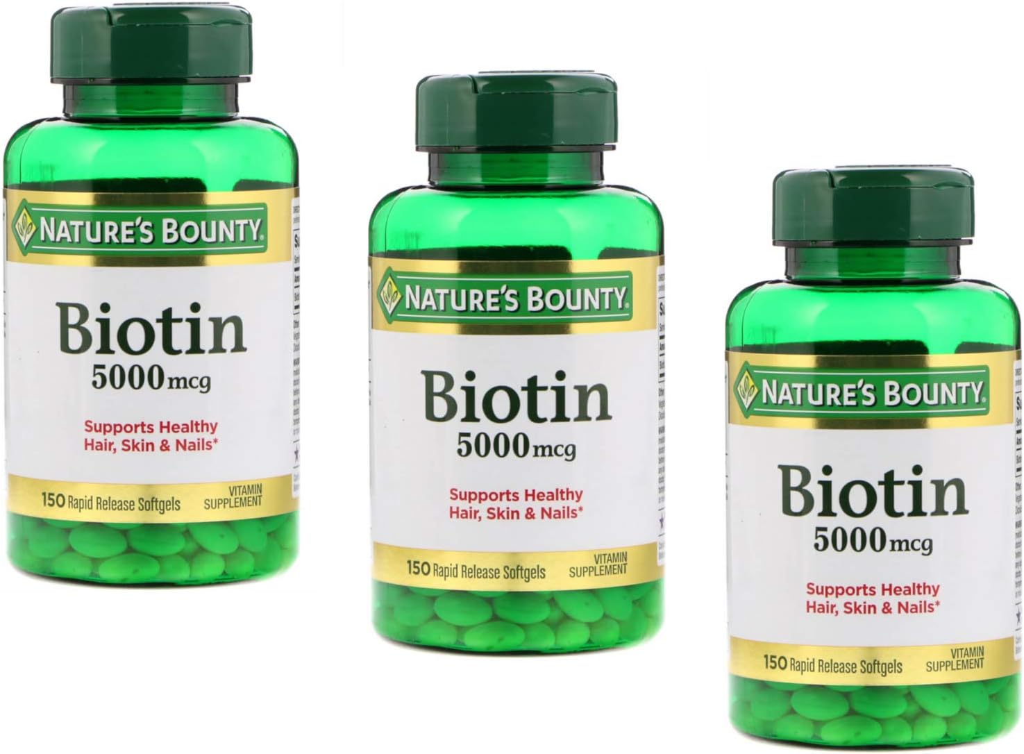 Nature's Bounty Biotina 5000 mcg, 150 Cápsulas Blandas