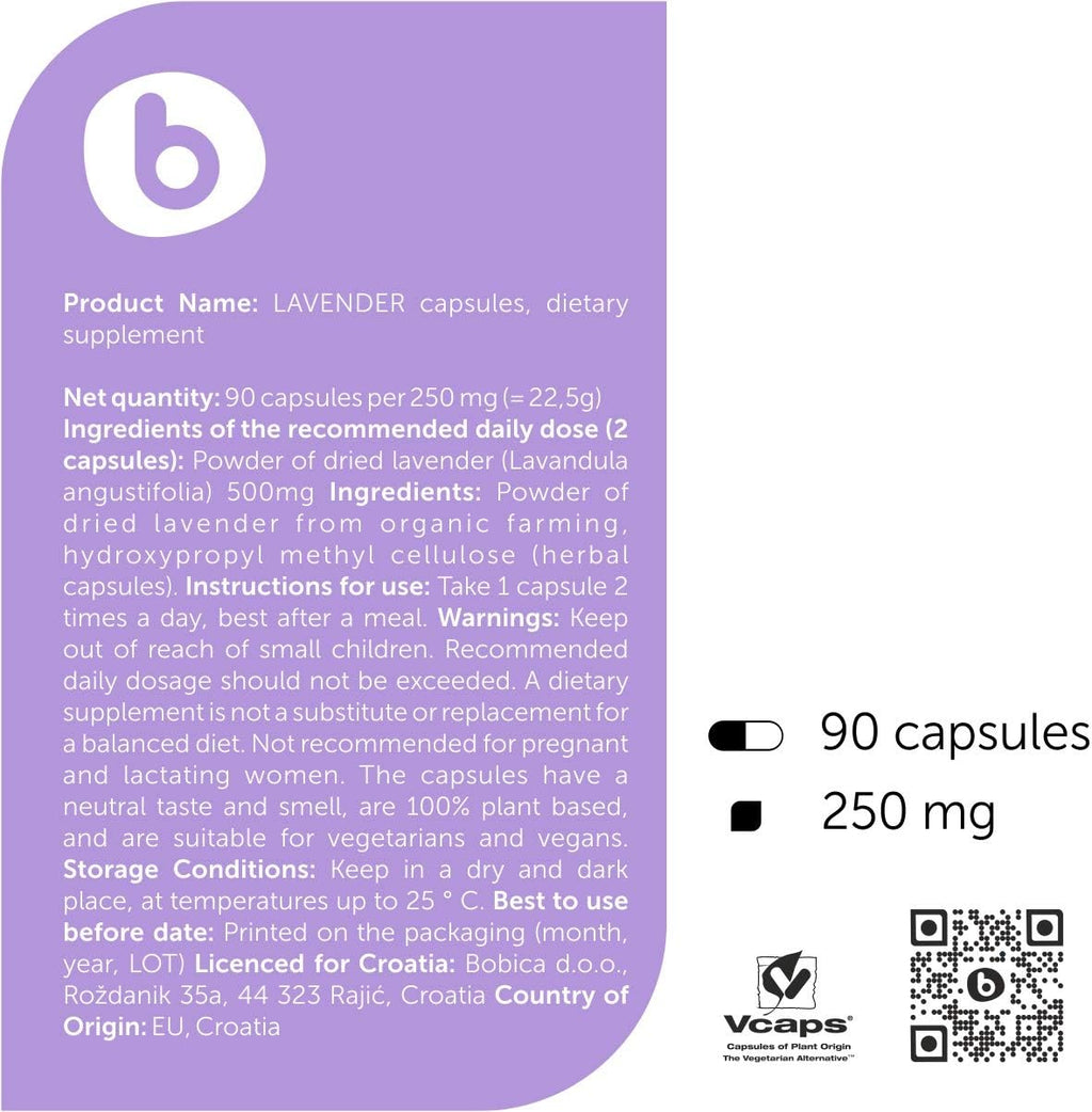 Cápsulas de Lavanda Orgánica - 90 Cápsulas Veganas para Relajación y Bienestar