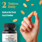 DAIKEN Mini Multivitamin, 60 Tablets, Enhanced with Lutein, Lycopene & Folic Acid, Time Released Multivitamin for Women & Men, Vegan & Easy to Swallow