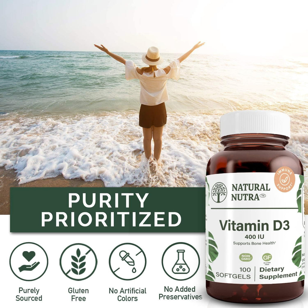 Natural Nutra Vitamina D3 400 UI - 100 Cápsulas Blandas