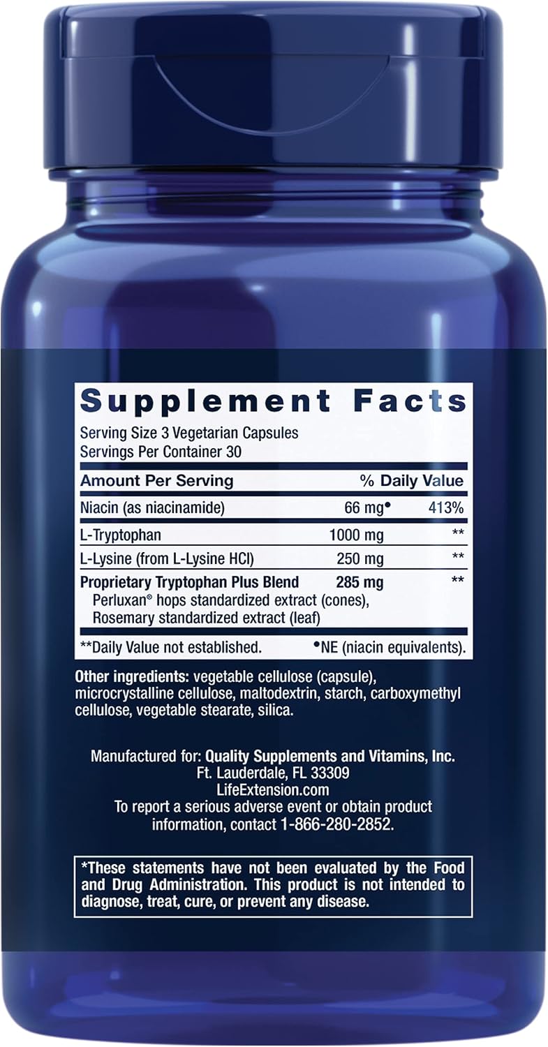 Life Extension Optimized Tryptophan Plus 1000mg, 90 Cápsulas