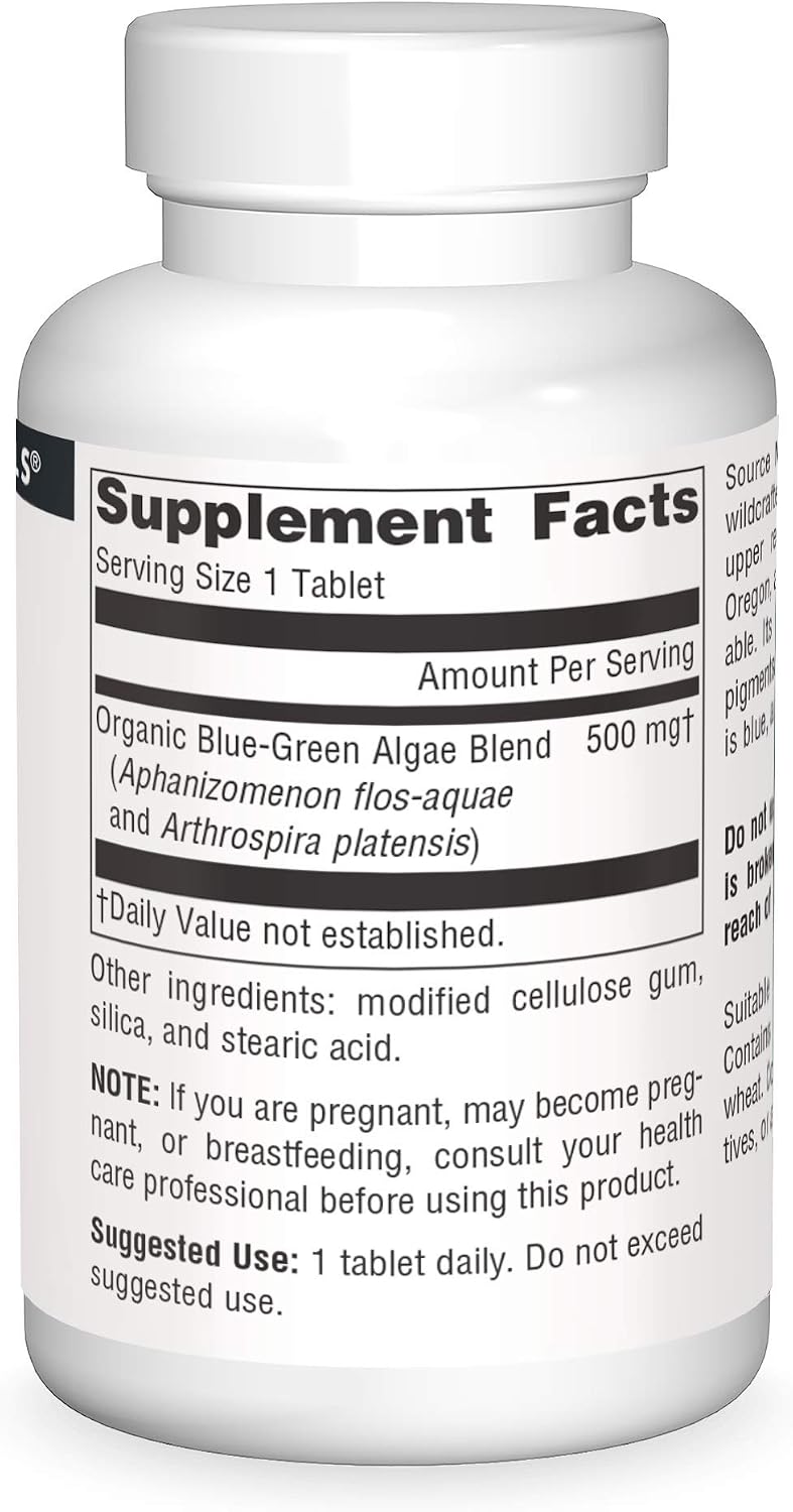 Source Naturals Alga Azul del Lago Klamath - Superalimento, 500 mg, 100 Comprimidos