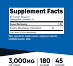 Nutricost Creatine Monohydrate 3000mg, 180 Cápsulas (750mg por Cápsula) - Sin Gluten, No GMO