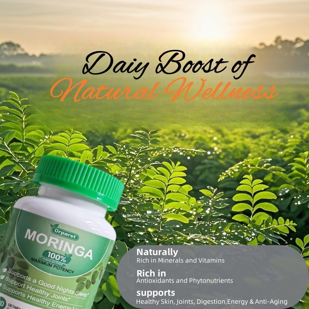 Orparst Cápsulas de Moringa 800mg, 90 Cápsulas, No-GMO y Sin Gluten