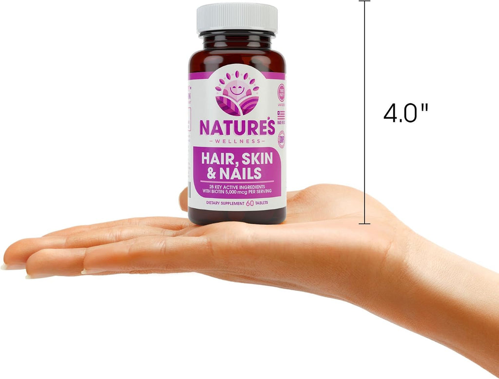 Natures Wellness Hair, Skin & Nails Essential Nourishing - 60 cápsulas con 4000mcg de biotina