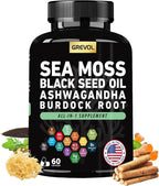 Grevol Complex Multimineral con Sea Moss, Ashwagandha y Vitaminas C y D3 – 60 Cápsulas