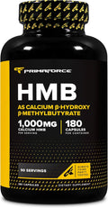 Primaforce HMB (Beta-Hidroxi Beta-Metilbutirato) 1000 mg, 180 Cápsulas - Sin Gluten y No Transgénico