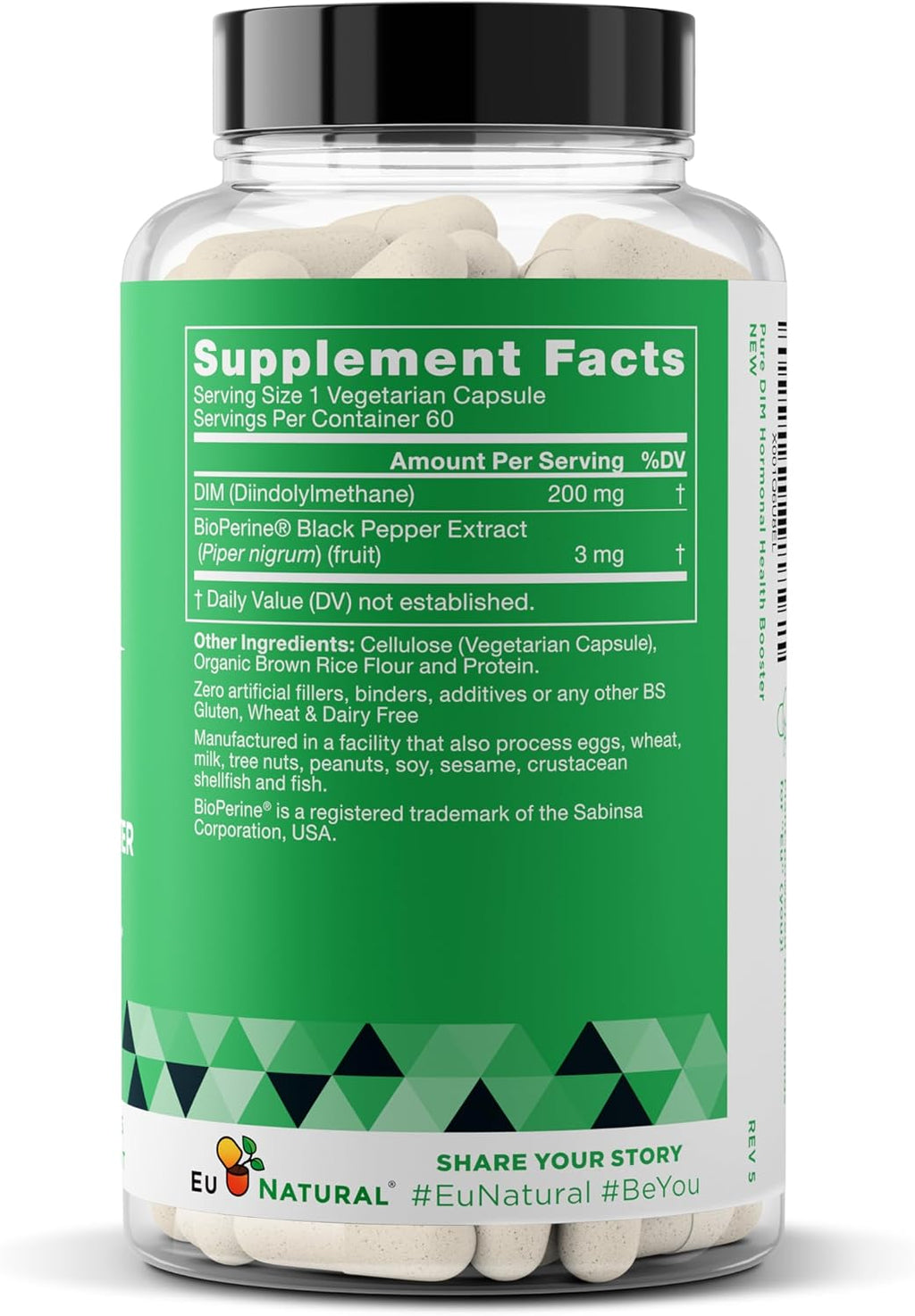 DIM 200 mg Puro con BioPerina – Suplemento para el Equilibrio Hormonal – 60 Cápsulas Veganas