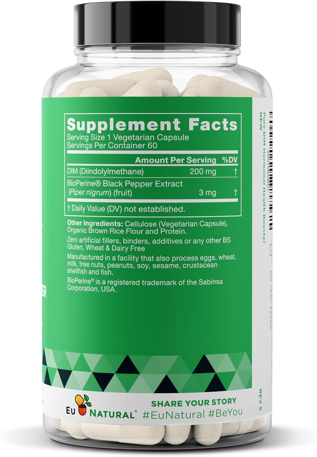 DIM 200 mg Puro con BioPerina – Suplemento para el Equilibrio Hormonal – 60 Cápsulas Veganas