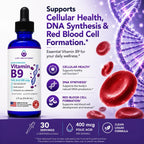 Life Solutions Vitamin B9 Gotas Líquidas de Ácido Fólico 400 mcg, 60 ml
