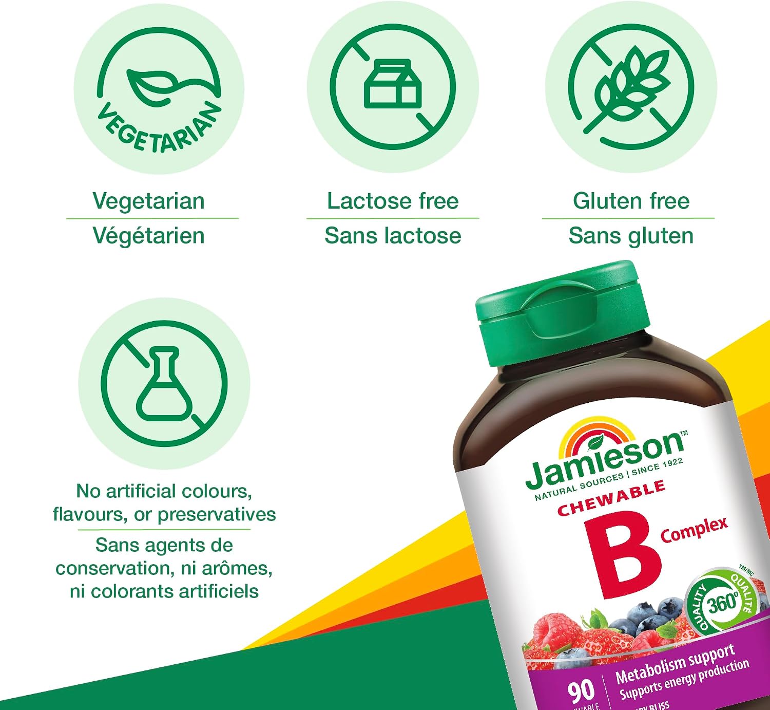 Jamieson B Complex Chewable Delicious Berry Bliss Flavour 90 Tablets